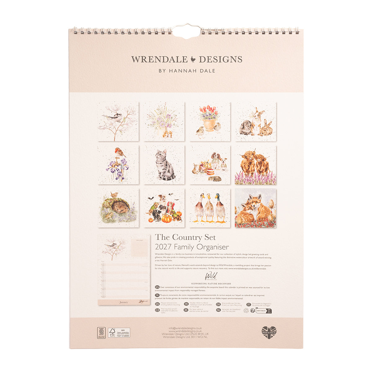 Wrendale Designs - 'The Country Set' Family Calendar 2027