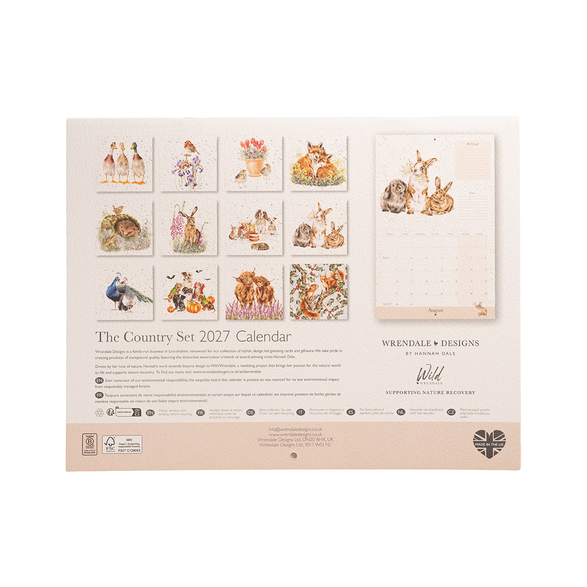 Wrendale Designs - 'The Country Set' Landscape Calendar 2027