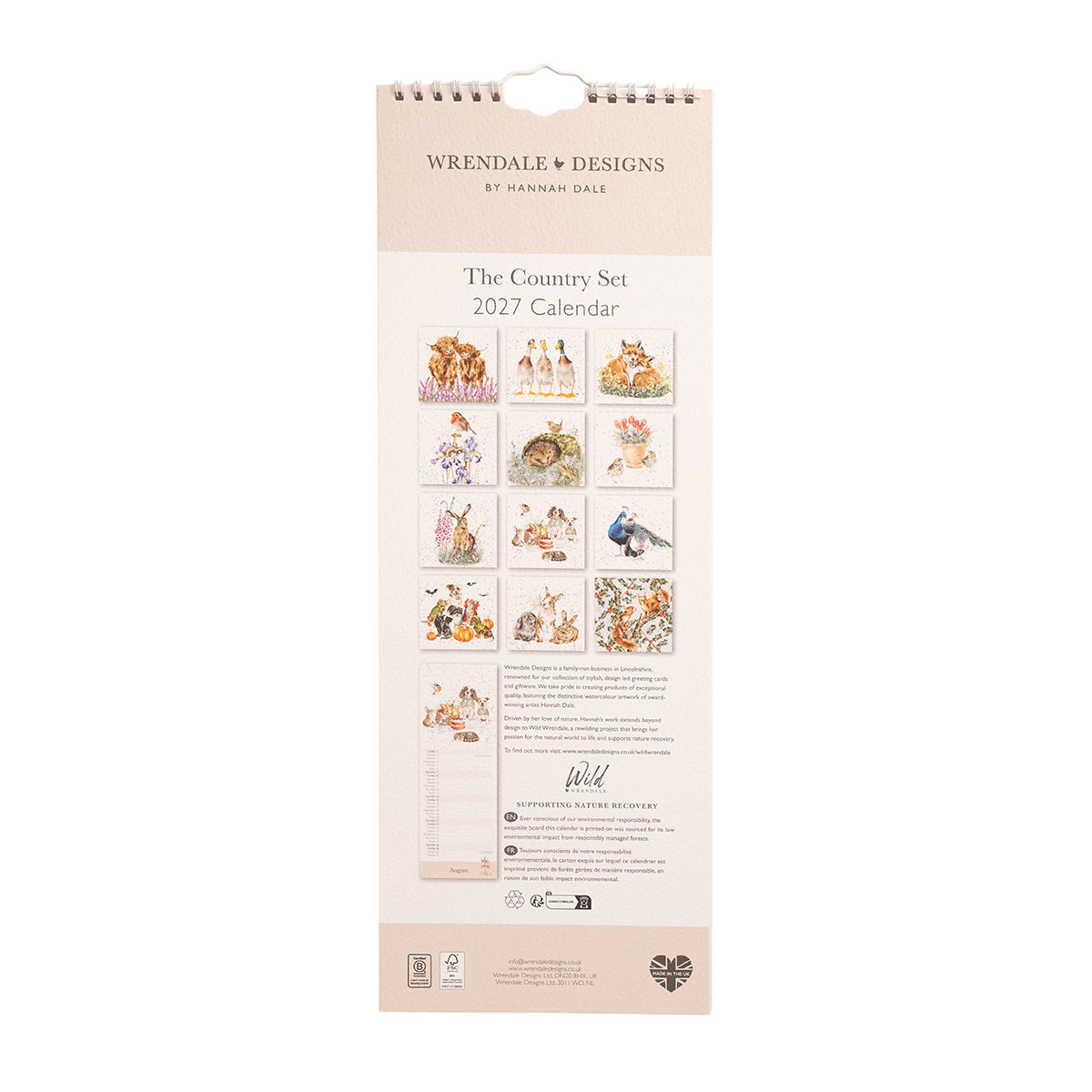 Wrendale Designs - 'The Country Set' Slim Calendar 2027