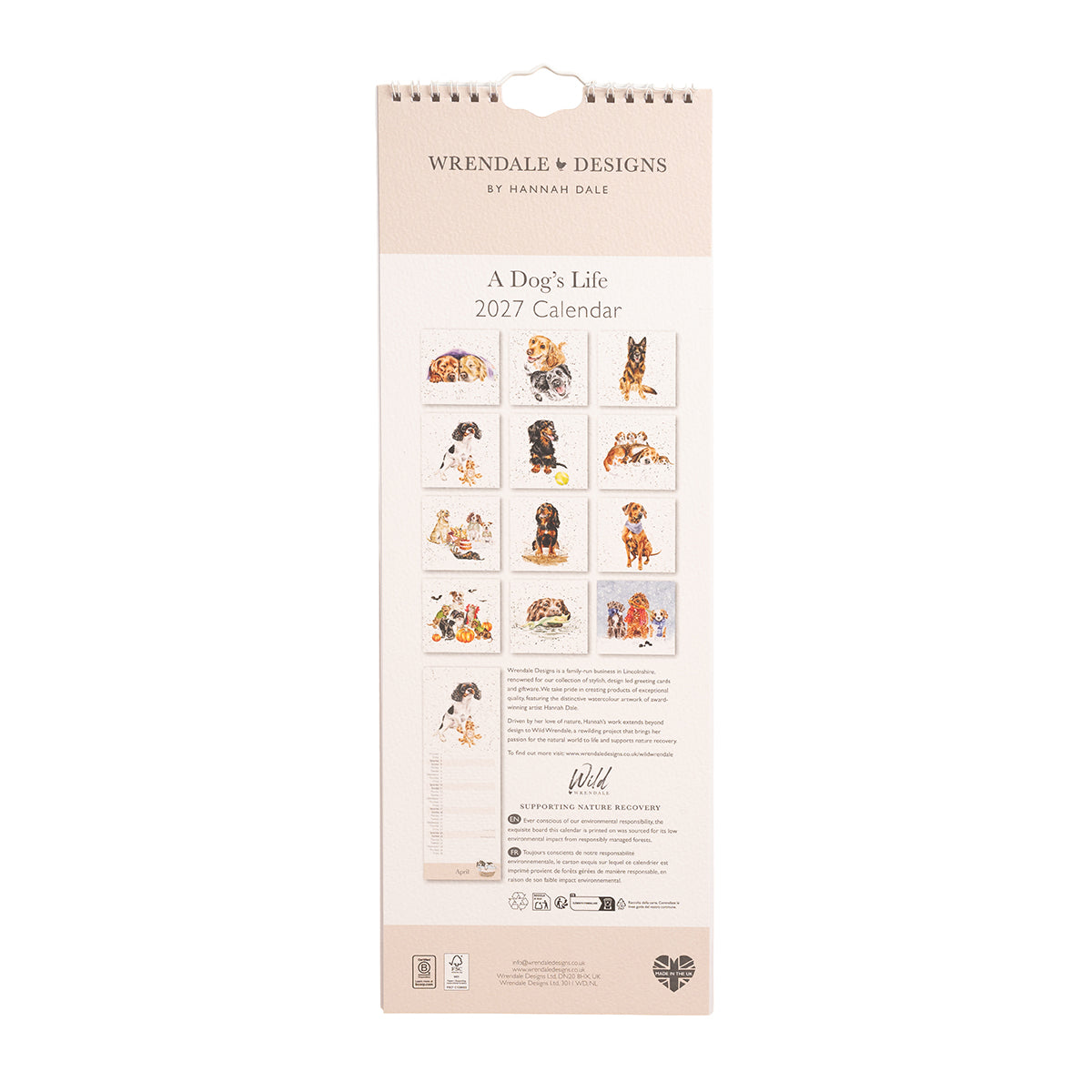 Wrendale Designs - 'A Dogs Life' Slim Calendar 2027