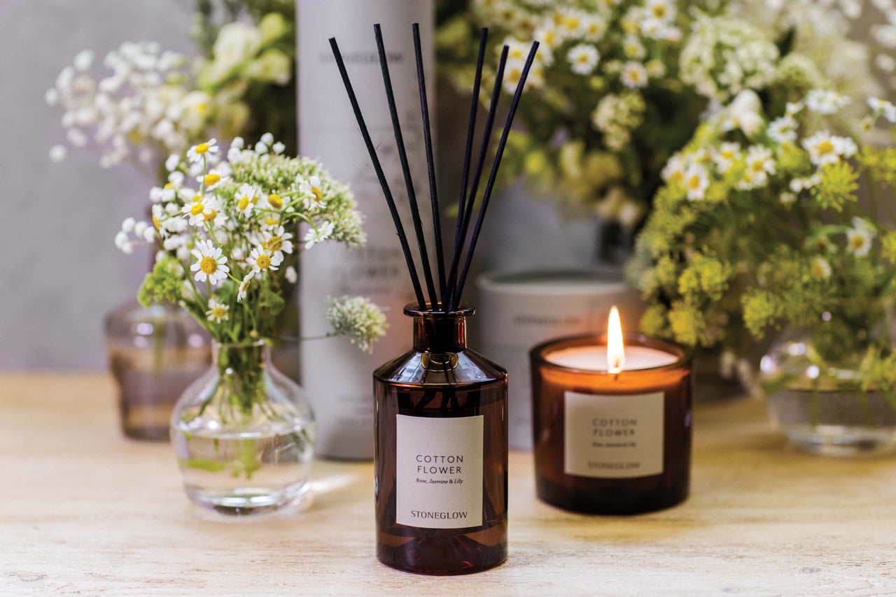 Stoneglow - The Walled Garden Cotton Flower Diffuser Rose | Jasmine | Lily - Scented Reed Diffuser 160ml