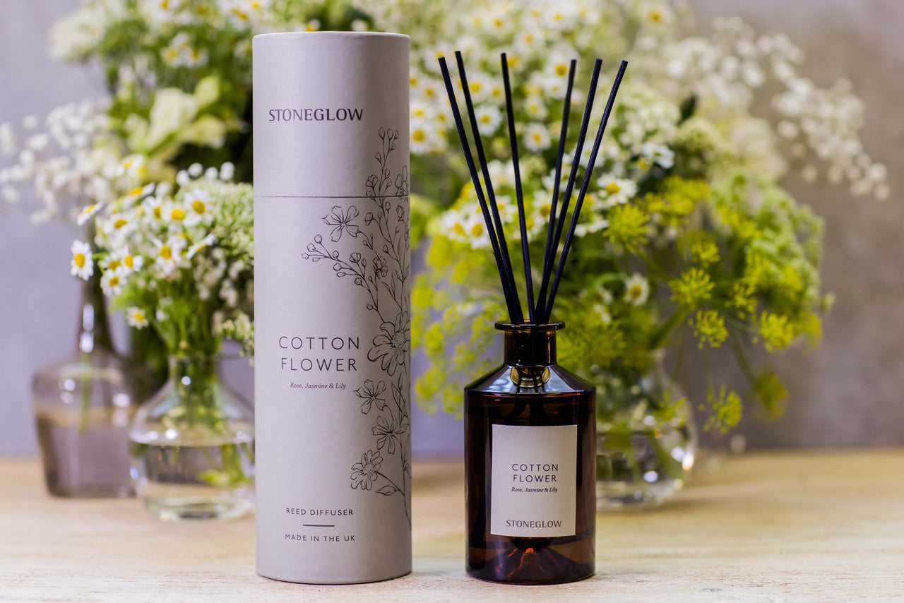 Stoneglow - The Walled Garden Cotton Flower Diffuser Rose | Jasmine | Lily - Scented Reed Diffuser 160ml