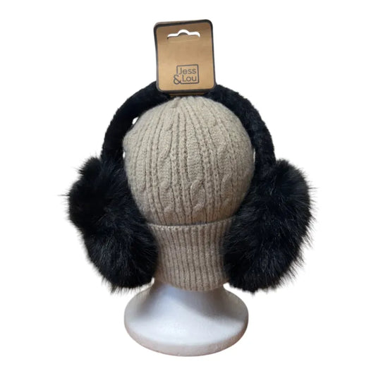 Jess & Lou - Black Fluffy Earmuffs