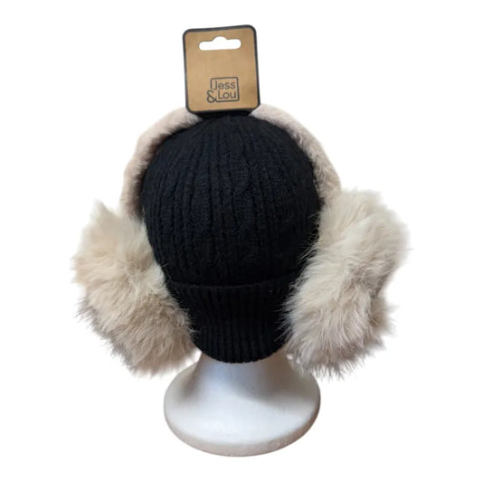 Jess & Lou - Beige Fluffy Earmuffs