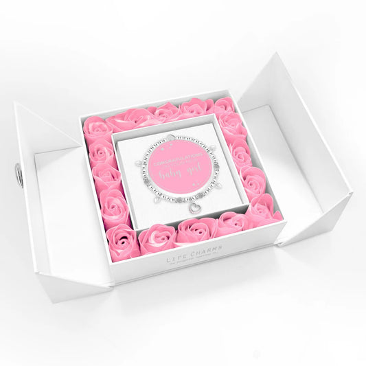 Life Charms - Baby Girl - Sparkling Heart Charm Bracelet In Flower Box