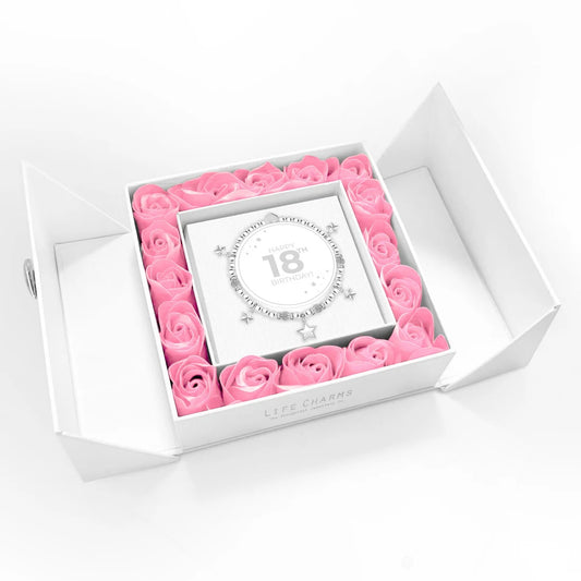 Life Charms - Happy 18th Birthday - Stars & Charms Bracelet In Flower Box