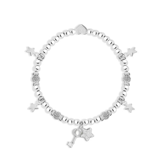 Life Charms - Happy 21st Birthday - Key & Stars Bracelet In Flower Box