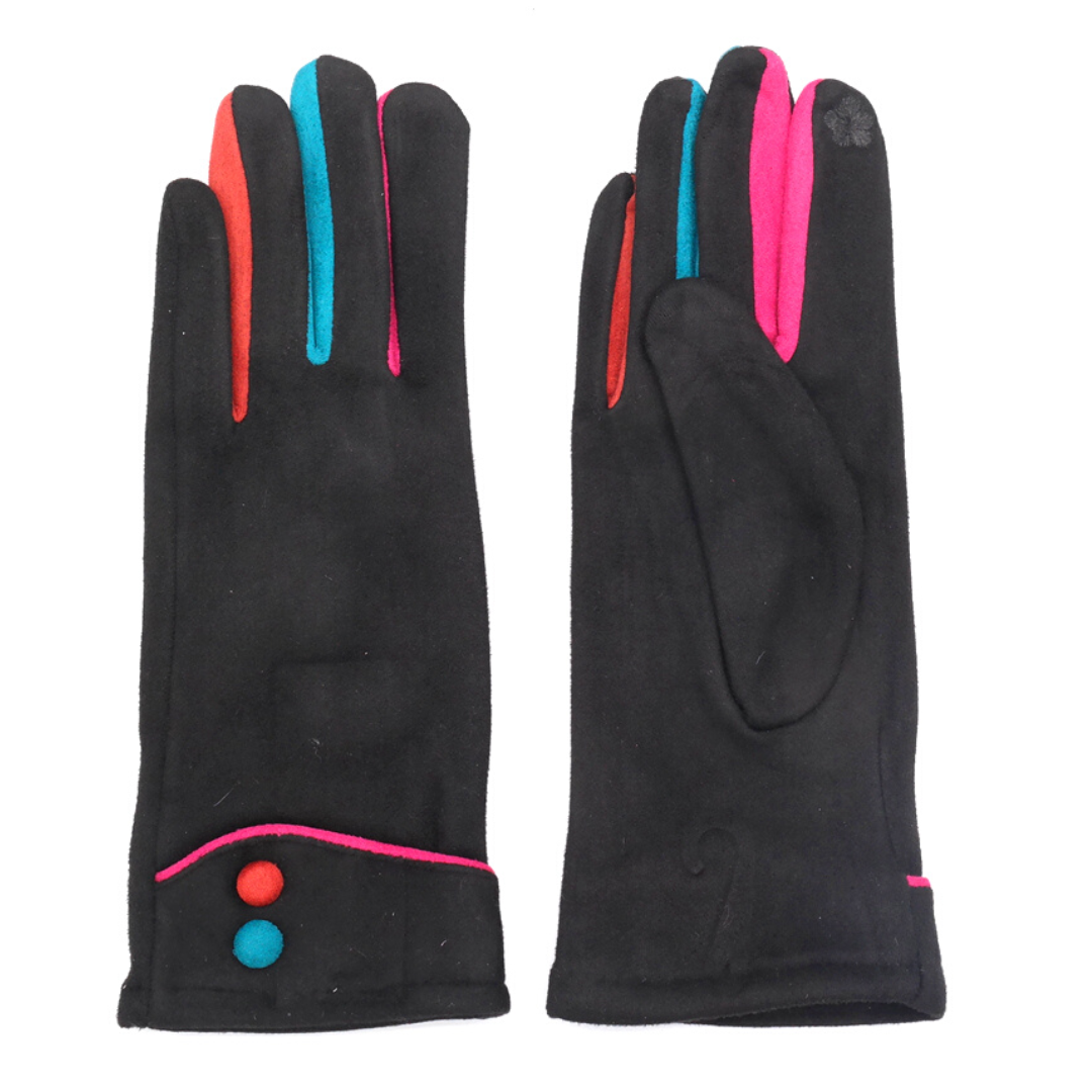 Black Button Detail Gloves