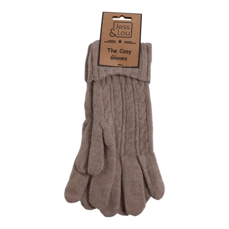 Jess & Lou - Cosy Cable Knit Gloves - Oatmeal