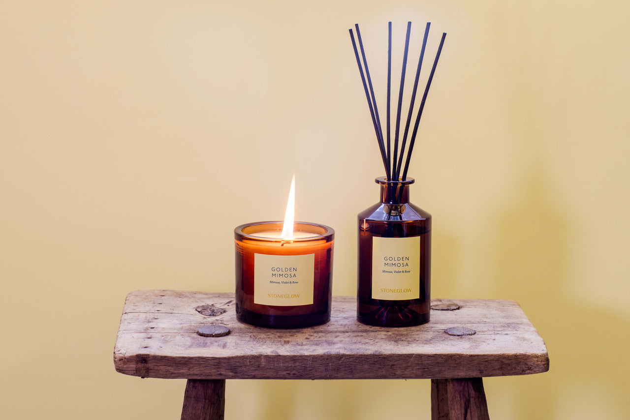 Stoneglow - The Walled Garden Golden Mimosa Diffuser Mimosa | Violet | Rose - Scented Reed Diffuser 160ml