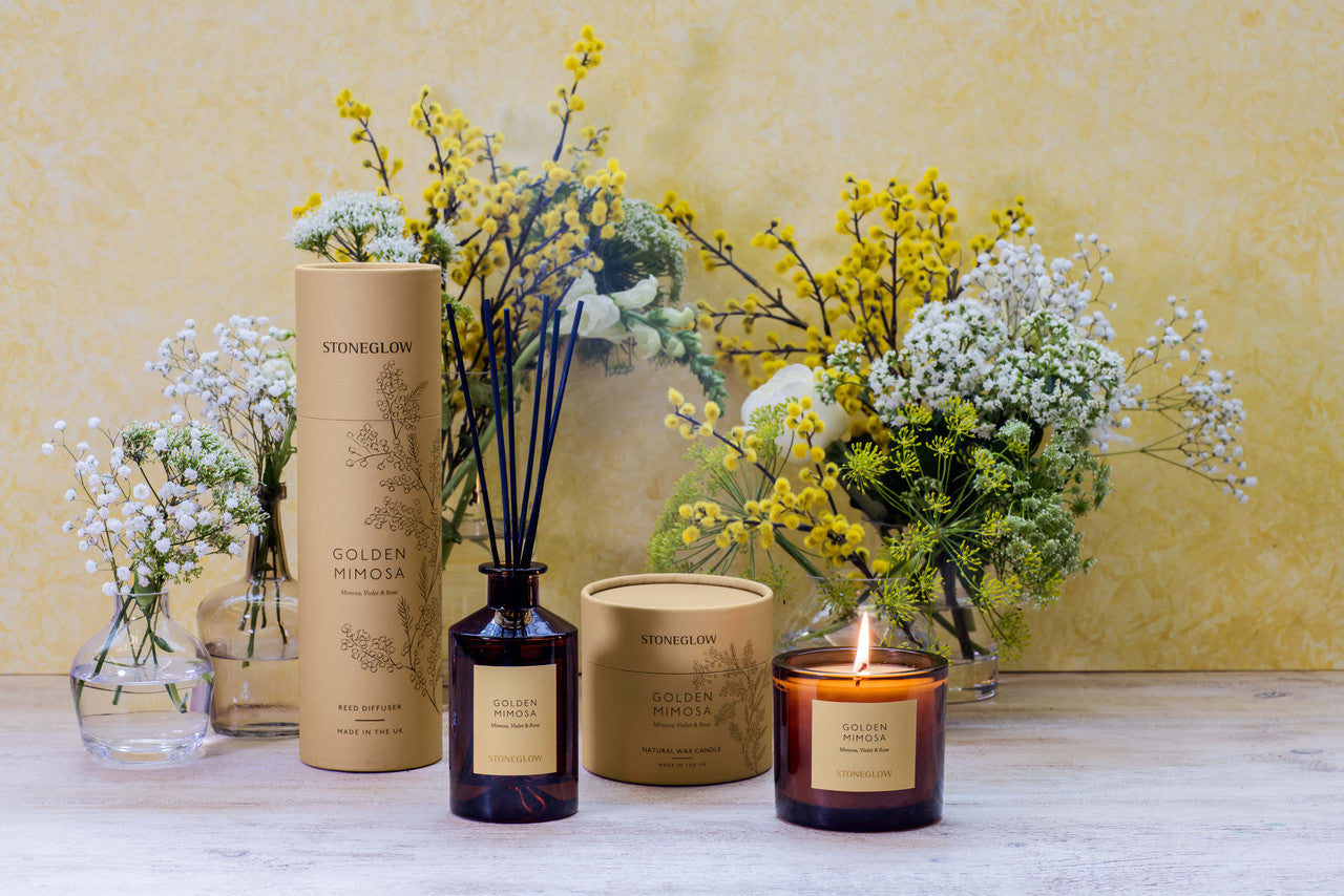 Stoneglow - The Walled Garden Golden Mimosa Diffuser Mimosa | Violet | Rose - Scented Reed Diffuser 160ml