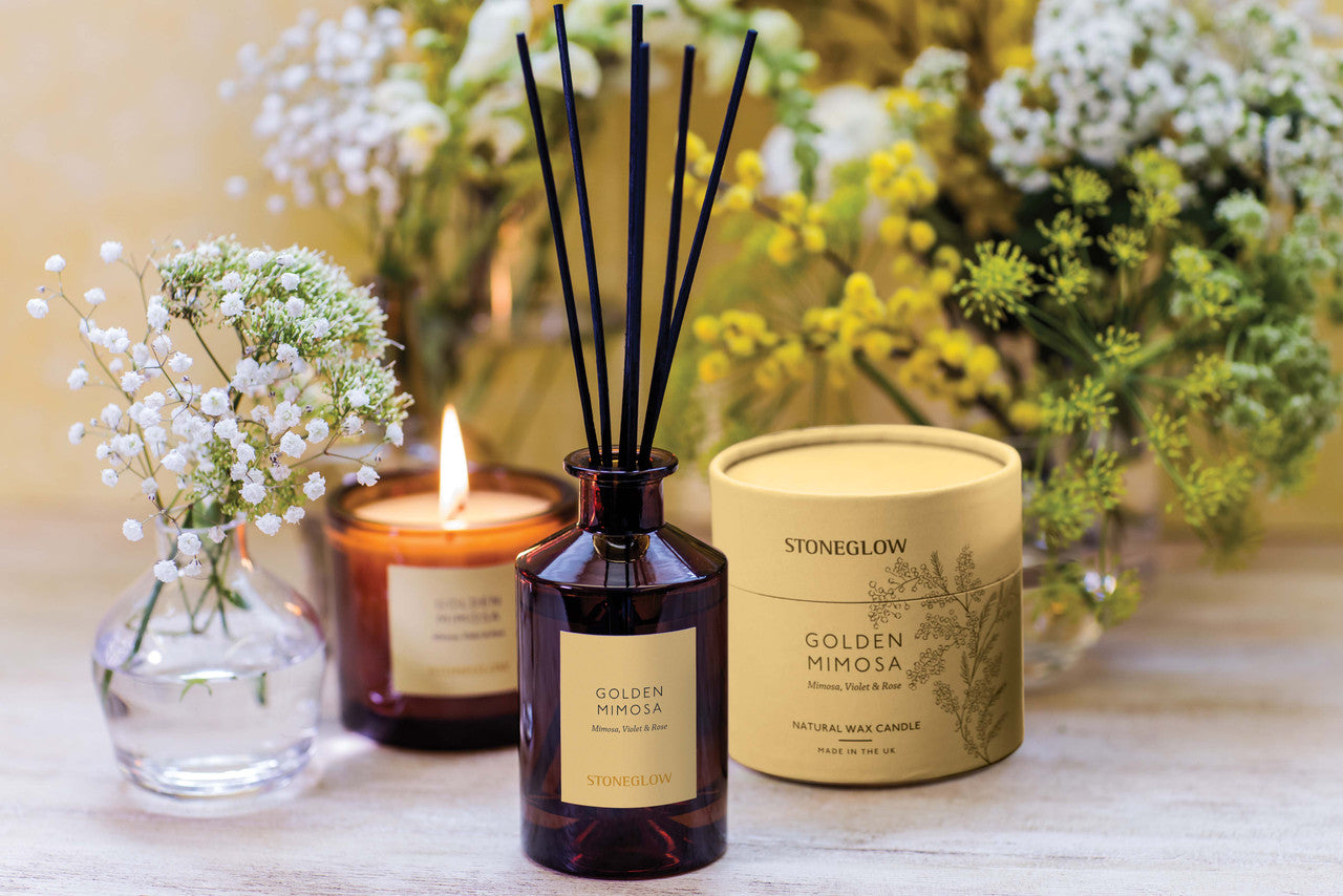 Stoneglow - The Walled Garden Golden Mimosa Diffuser Mimosa | Violet | Rose - Scented Reed Diffuser 160ml