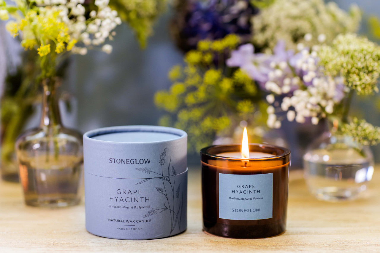 Stoneglow - The Walled Garden Grape Hyacinth Candle Gardenia | Muguet | Hyacinth - Scented Natural Wax Candle Tumbler (79 x 89mm)