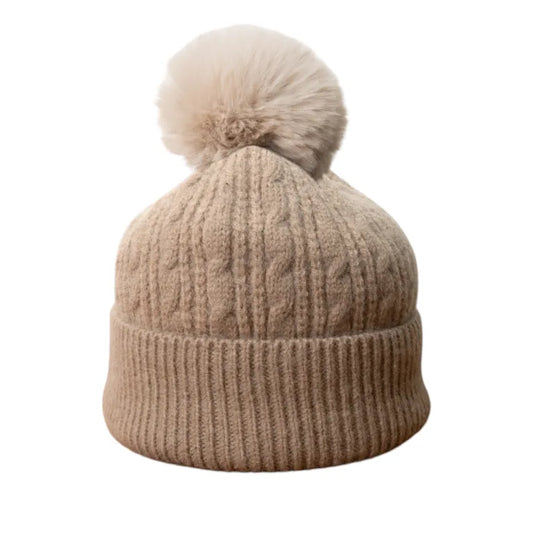 Jess & Lou - Oatmeal Cable Bobble Hat