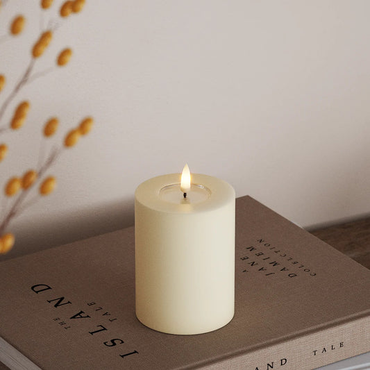 Deluxe Homeart - Real Wax LED Flickering Candle - Cream