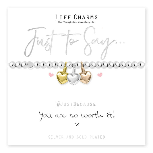 Life Charms - Just To Say 'You're Worth It' Heart Bracelet