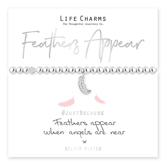 Life Charms - Feathers Appear When Angels Are Near - Feather Charm Bracelet