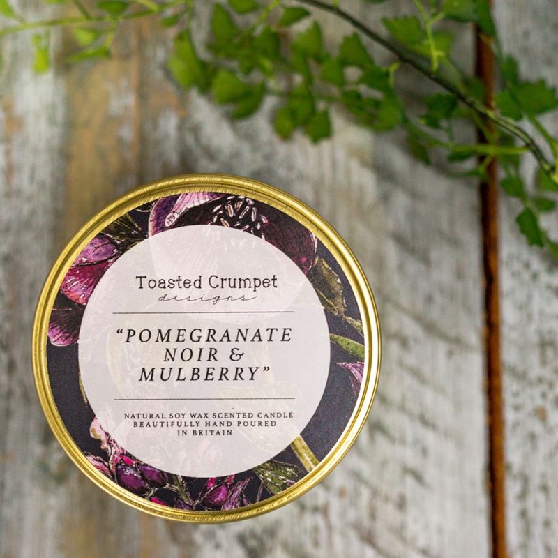 Toasted Crumpet - Pomegranate Noir & Mulberry ScentedCandle in Matt Gold Tin