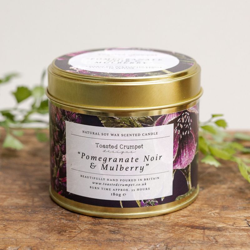 Toasted Crumpet - Pomegranate Noir & Mulberry ScentedCandle in Matt Gold Tin