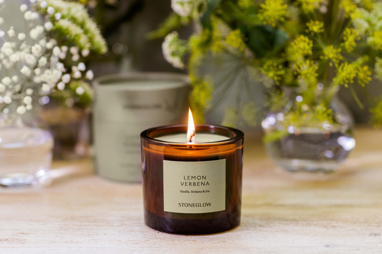 stoneglow - The Walled Garden Lemon Verbena Candle Vanilla | Verbena | Iris -Scented Natural Wax Candle Tumbler (79 x 89mm)