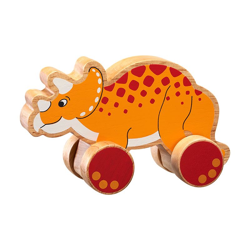 Lanka Kade - Wooden Triceratops Push Along Toy
