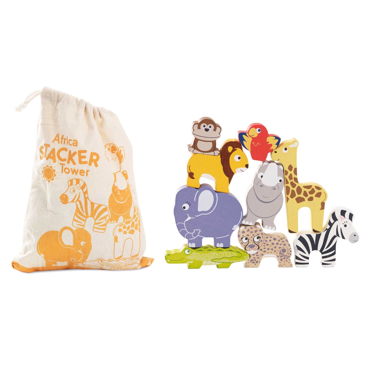 Le Toy Van - Wooden Africa Safari Stacking Animals & Bag