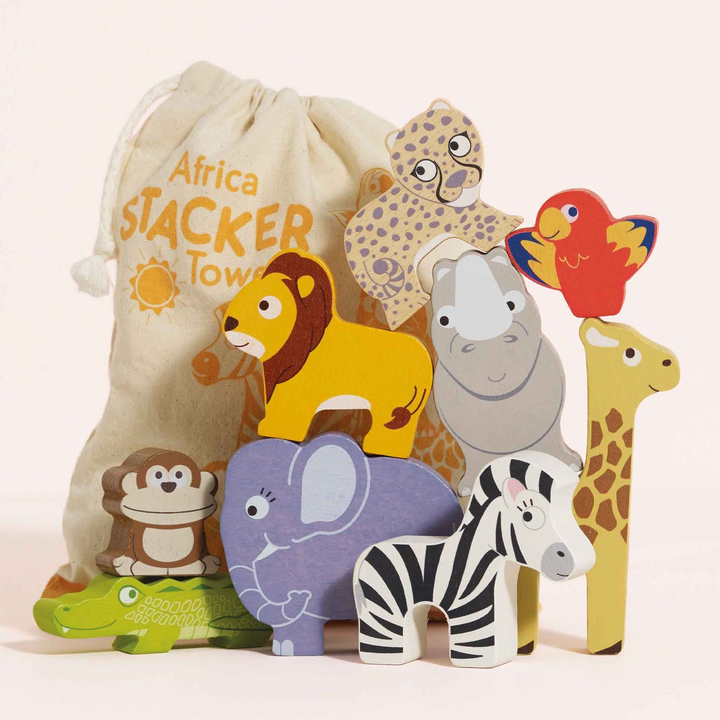 Le Toy Van - Wooden Africa Safari Stacking Animals & Bag