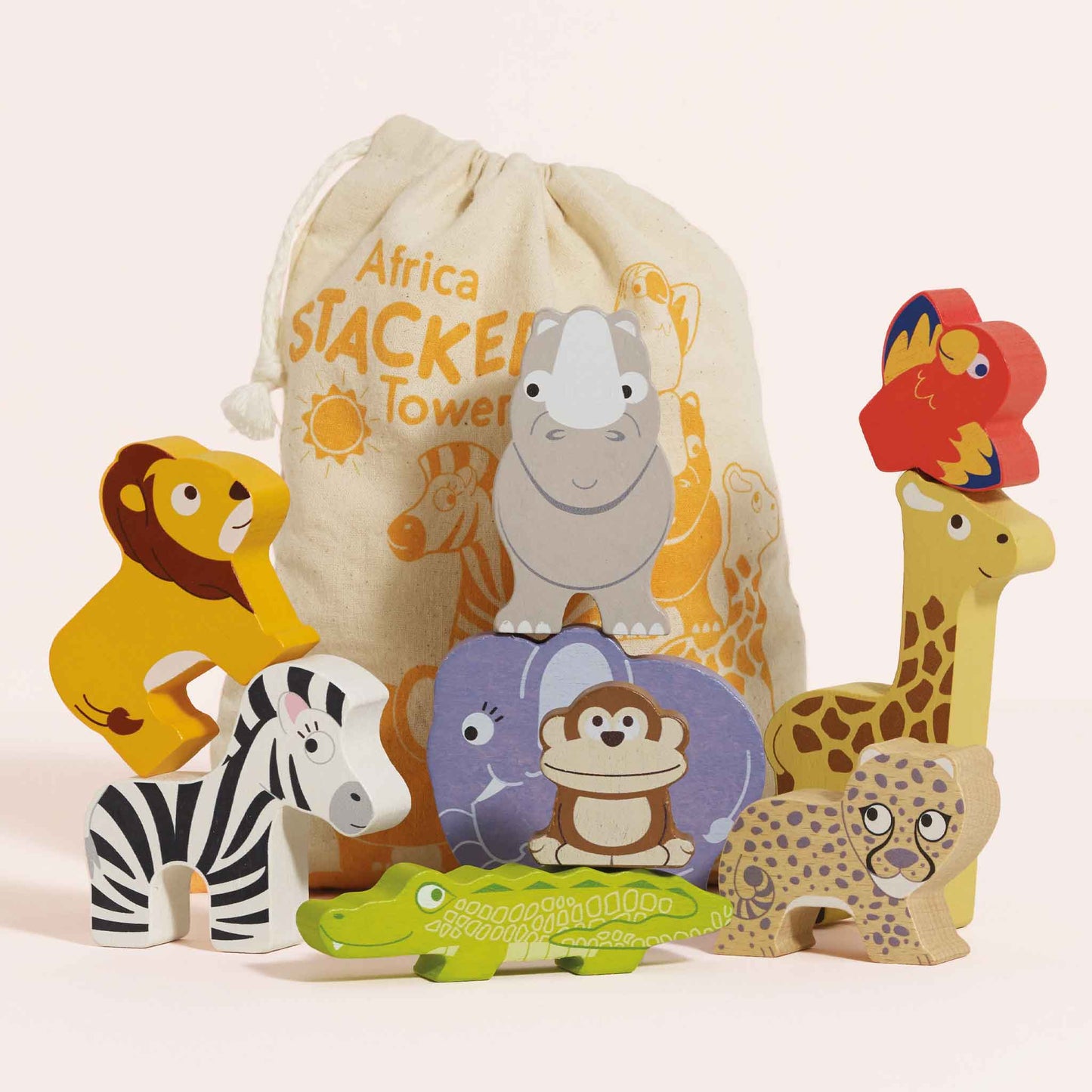 Le Toy Van - Wooden Africa Safari Stacking Animals & Bag