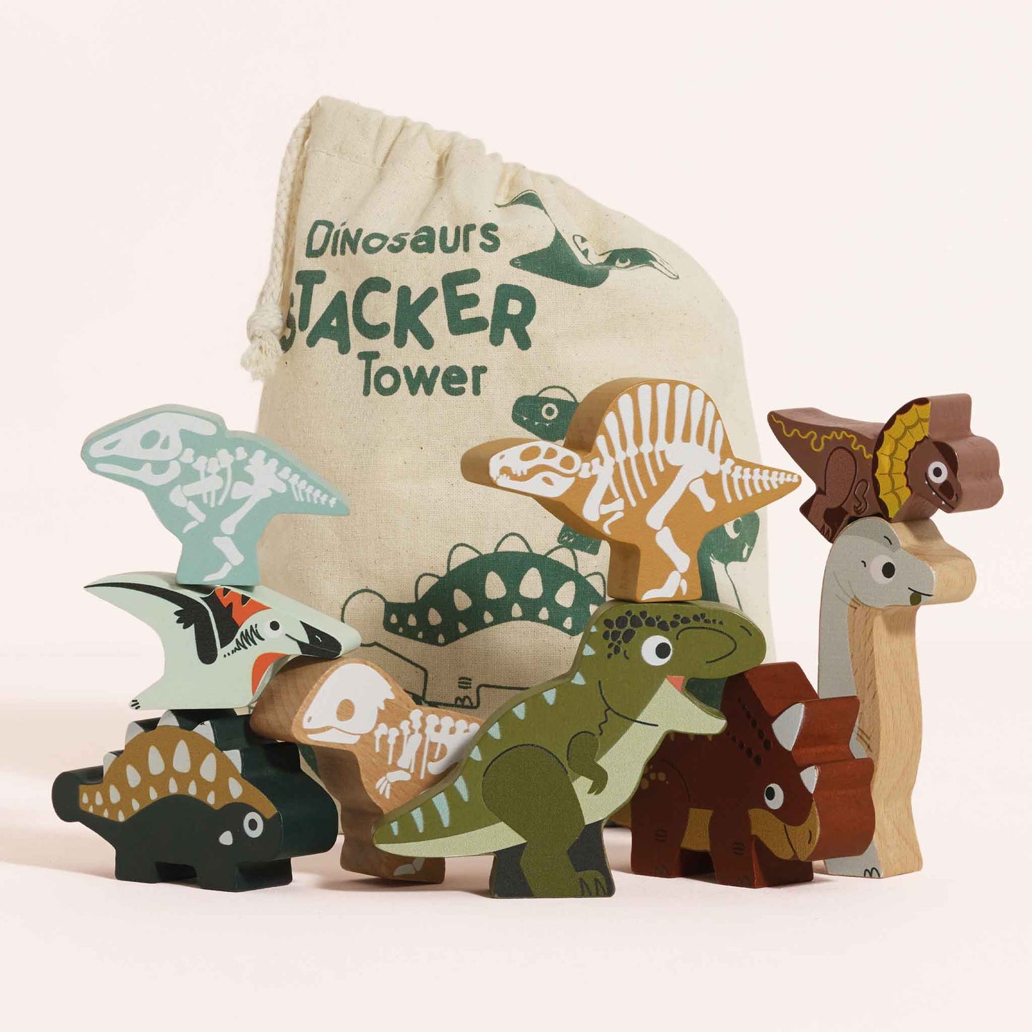 Le Toy Van - Wooden Jurassic Dinosaurs Stacker & Bag