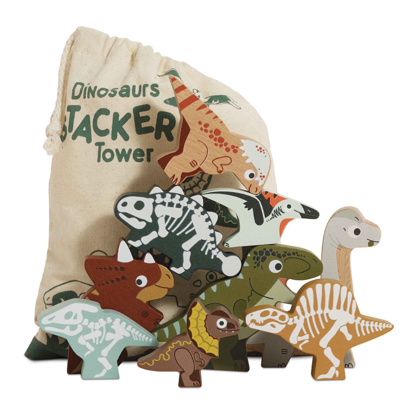 Le Toy Van - Wooden Jurassic Dinosaurs Stacker & Bag