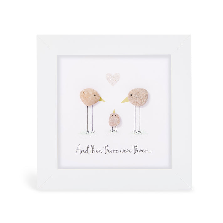 Pebble Art Pictures - New Baby - 'And then there were three'