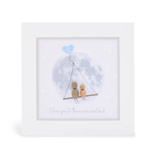 Pebble Art Pictures - 'Dad, I love you to the moon and back'