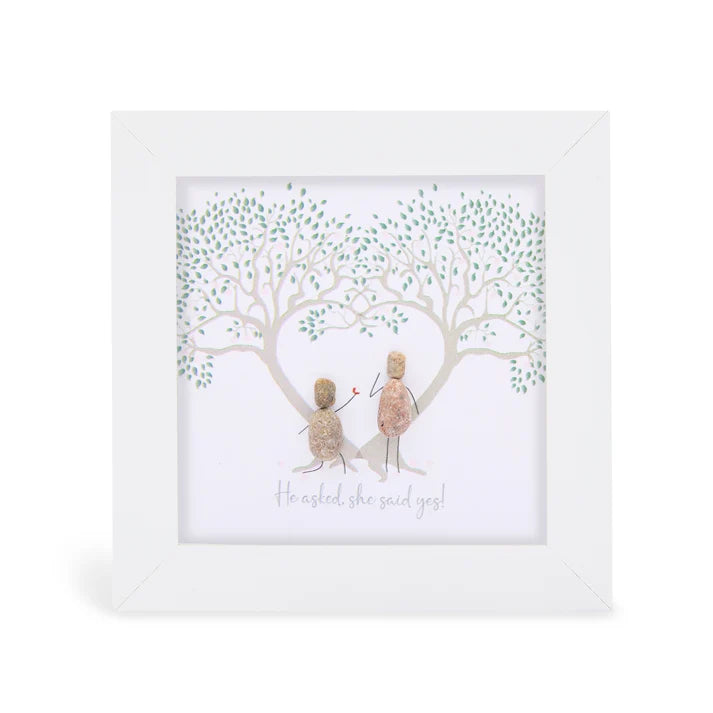 Pebble Art Pictures - Engagement - 'He asked, She said Yes'