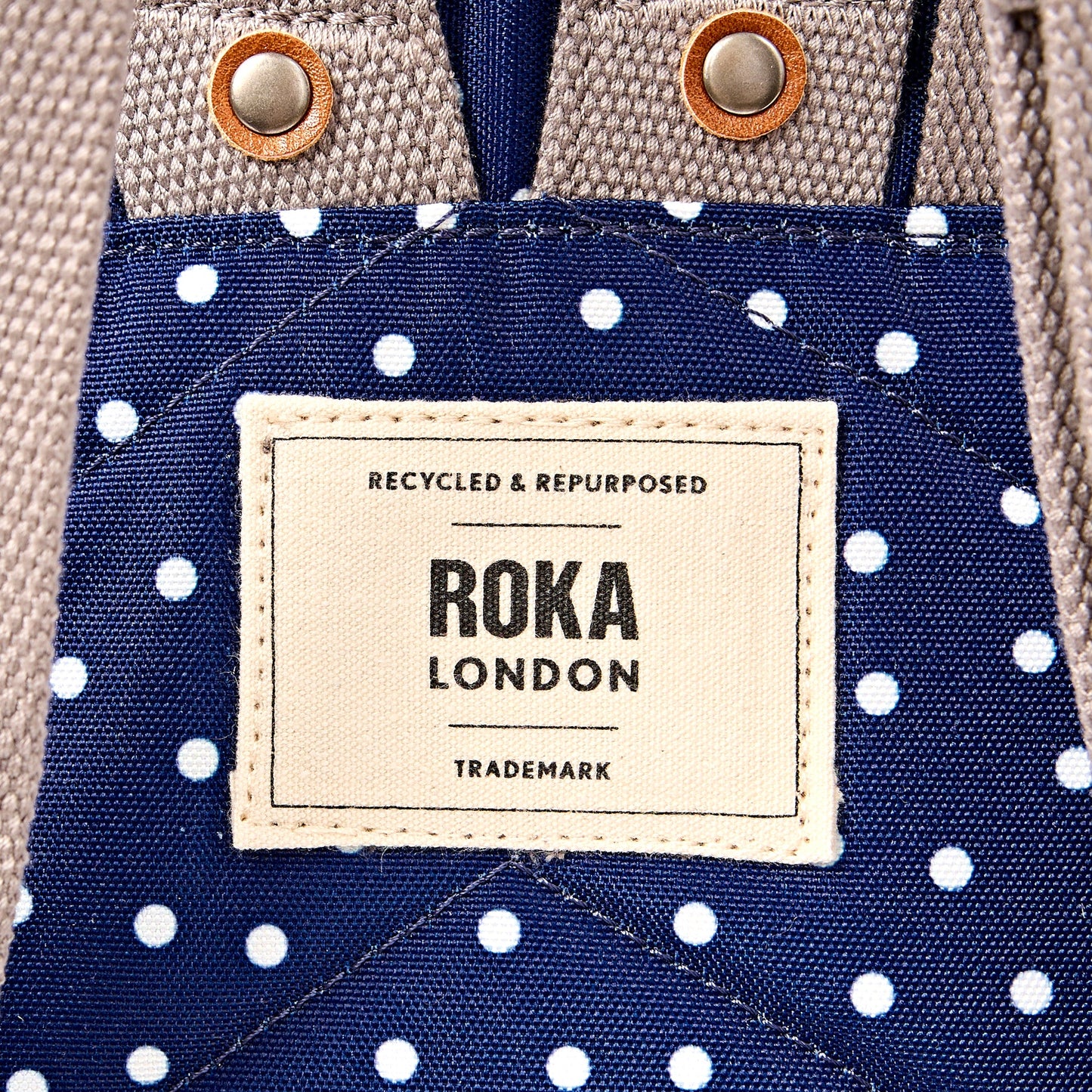 Roka - Canfield Backpack in Navy Polka Dot