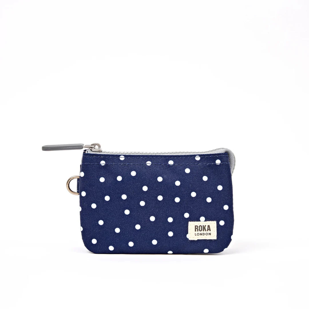 Roka - Carnaby Wallet in Navy Polka Dot