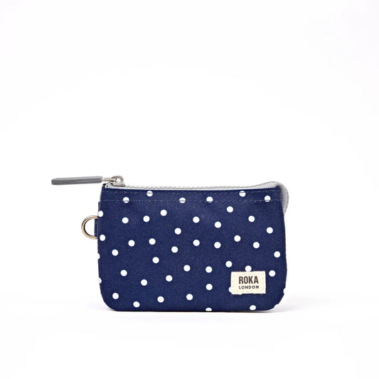 Roka - Carnaby Wallet in Navy Polka Dot