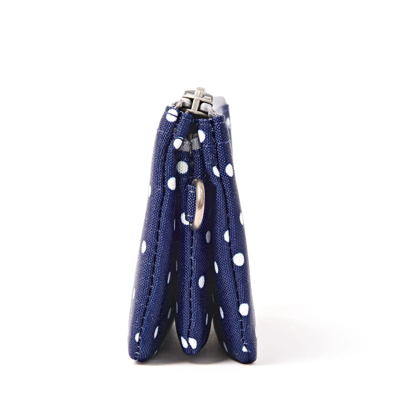 Roka - Carnaby Wallet in Navy Polka Dot
