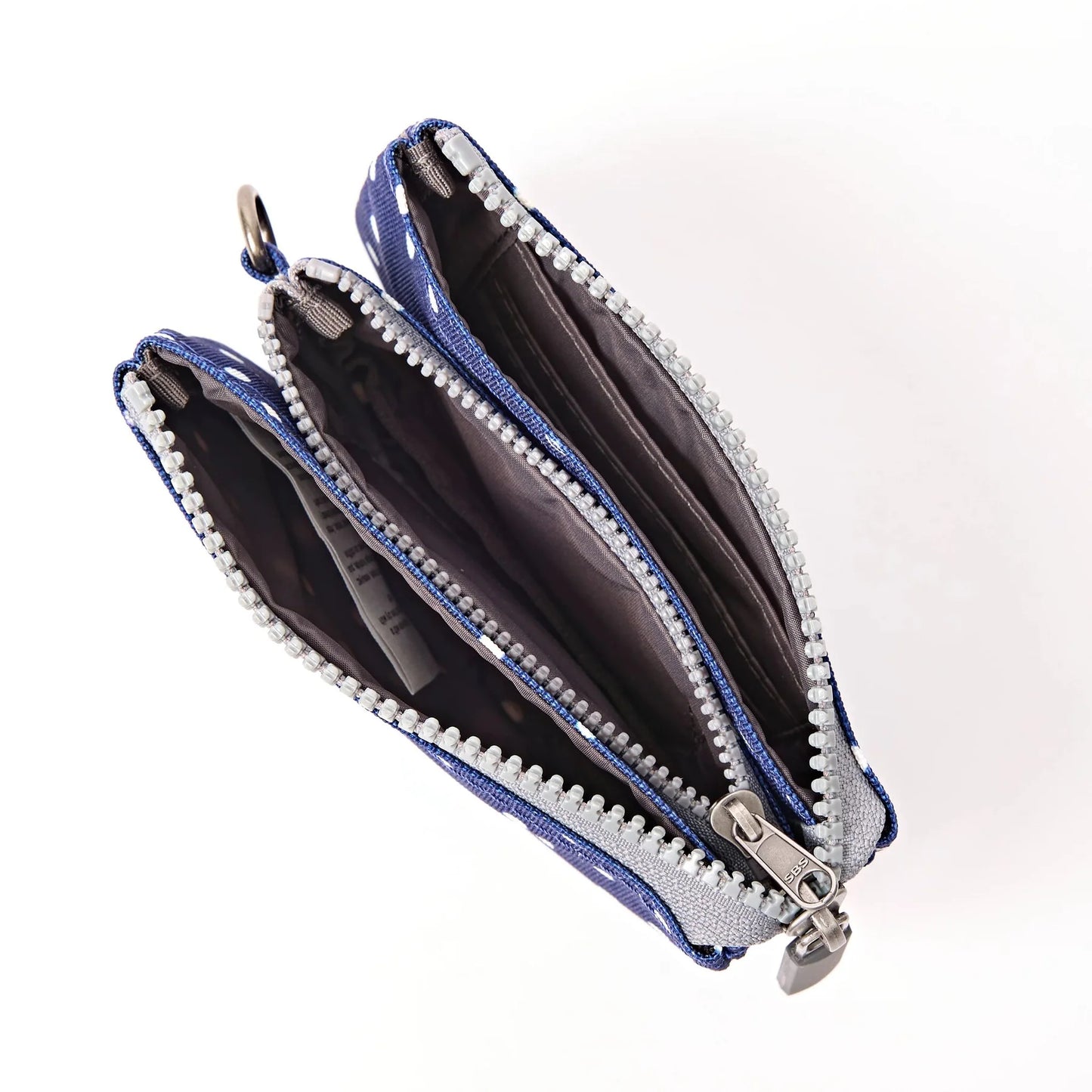 Roka - Carnaby Wallet in Navy Polka Dot