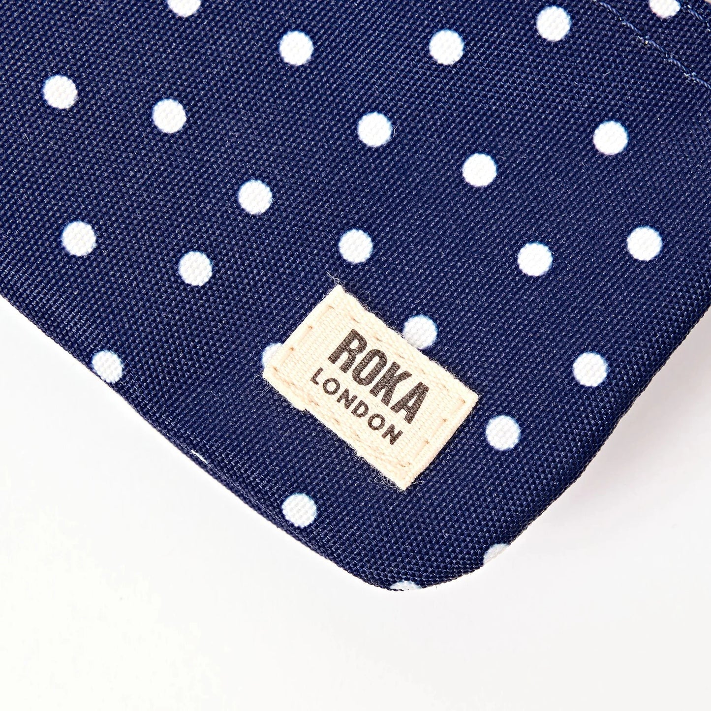 Roka - Carnaby Wallet in Navy Polka Dot