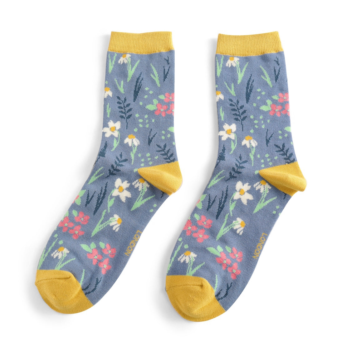 Miss Sparrow - Meadow Floral Socks - Denim
