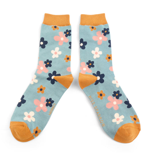 Miss Sparrow - Cute Daisy Socks - Duck Egg