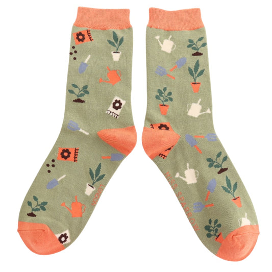 Miss Sparrow - In The Allotment Socks - Moss Green