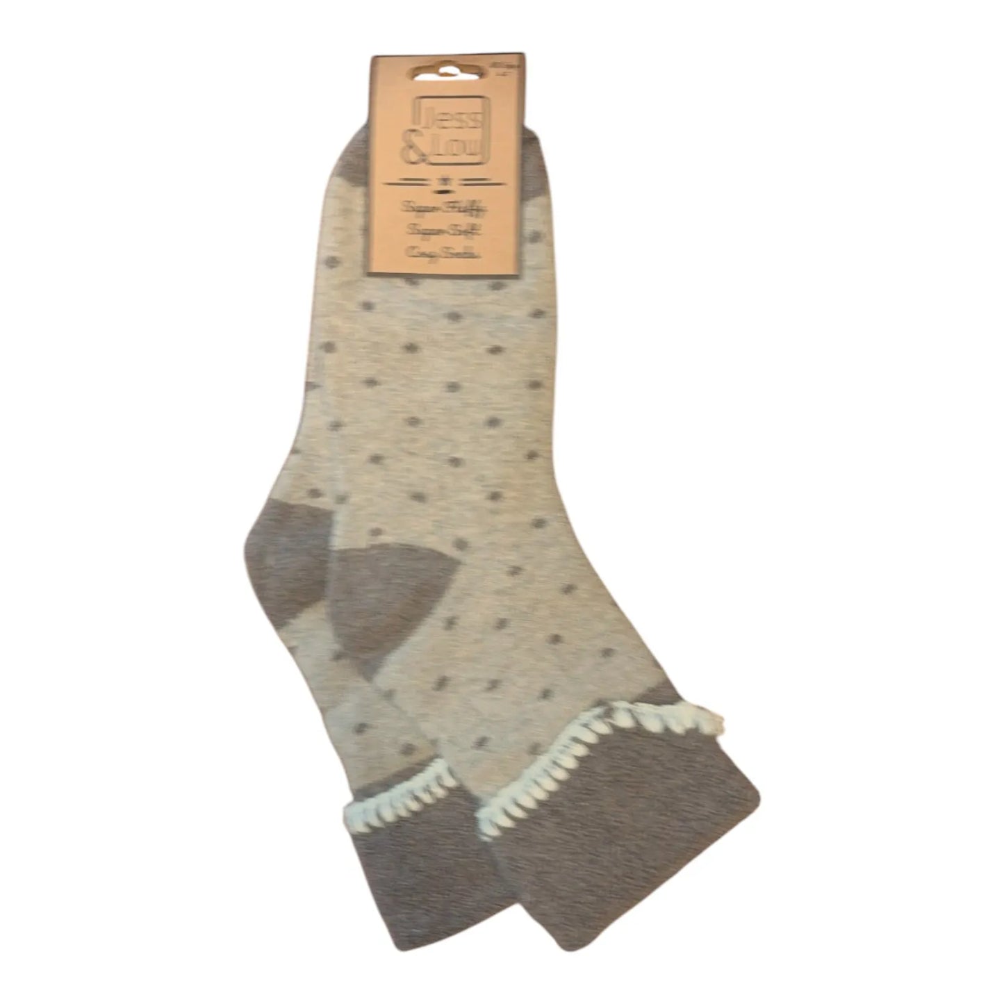 Jess & Lou - Cappuccino Dot Cosy Cuff Socks