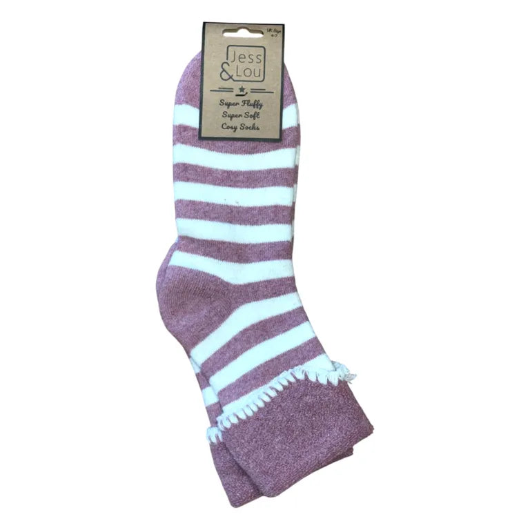 Jess & Lou - Pink Stripe Cosy Cuff Socks