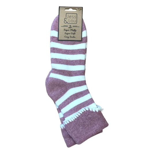 Jess & Lou - Pink Stripe Cosy Cuff Socks