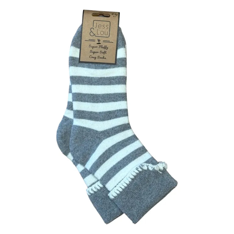 Jess & Lou - Grey Stripe Cosy Cuff Socks