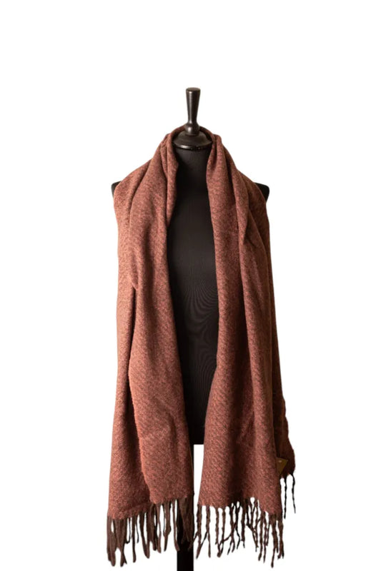 Jess & Lou - Crimson & Cappuccino Flecked Winter Scarf