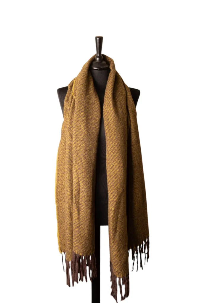 Jess & Lou - Green & Cappuccino Flecked Winter Scarf