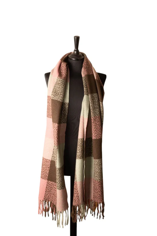 Jess & Lou - Green Pink & Maroon Checked Winter Scarf