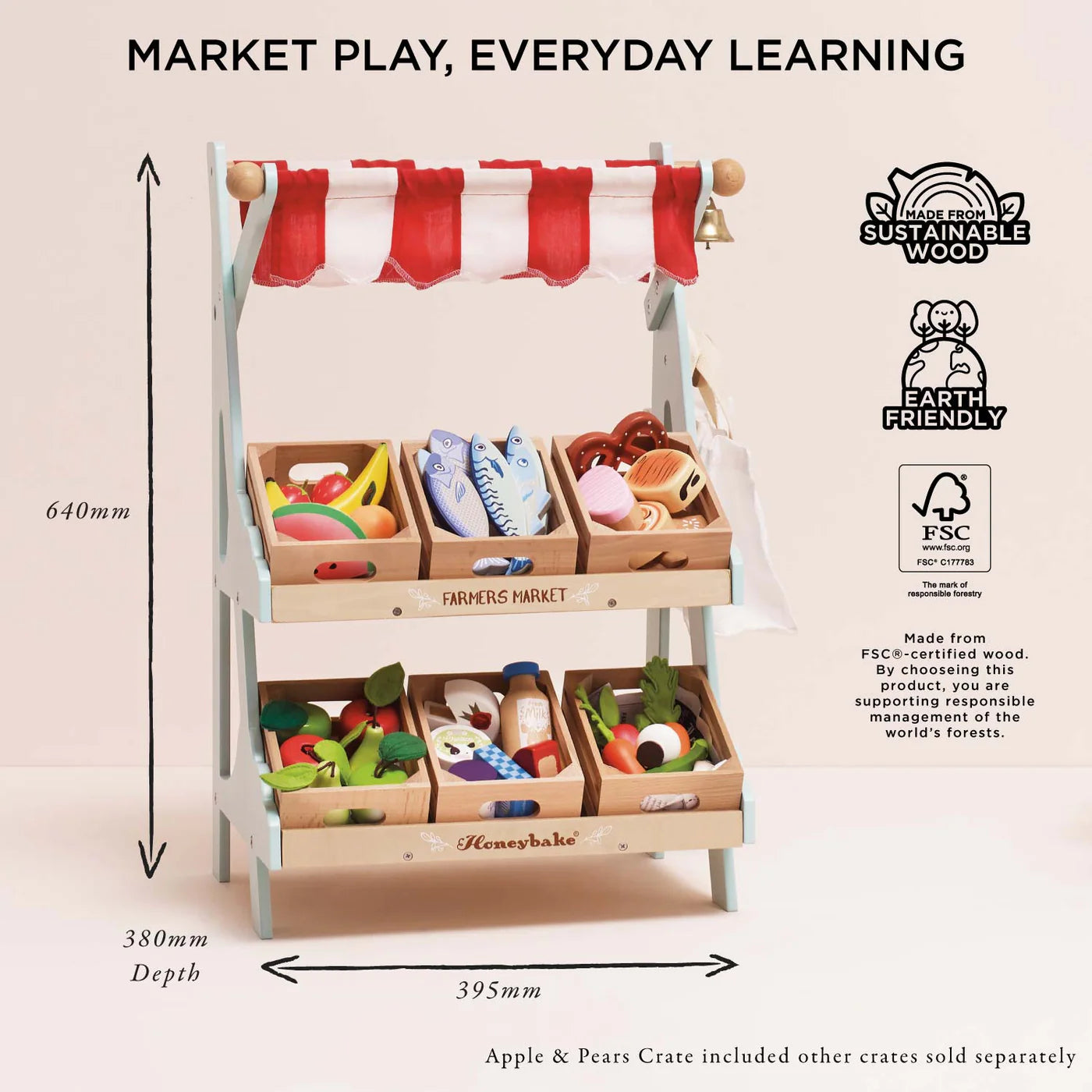 Le Toy Van - Wooden Market Stall & Fruit Play Food